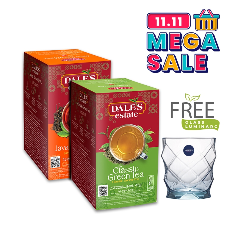 

Bundling Spesial 11.11: Dale's Estate Java Breakfast & Classic Green Tea + Free Luminarc Glass