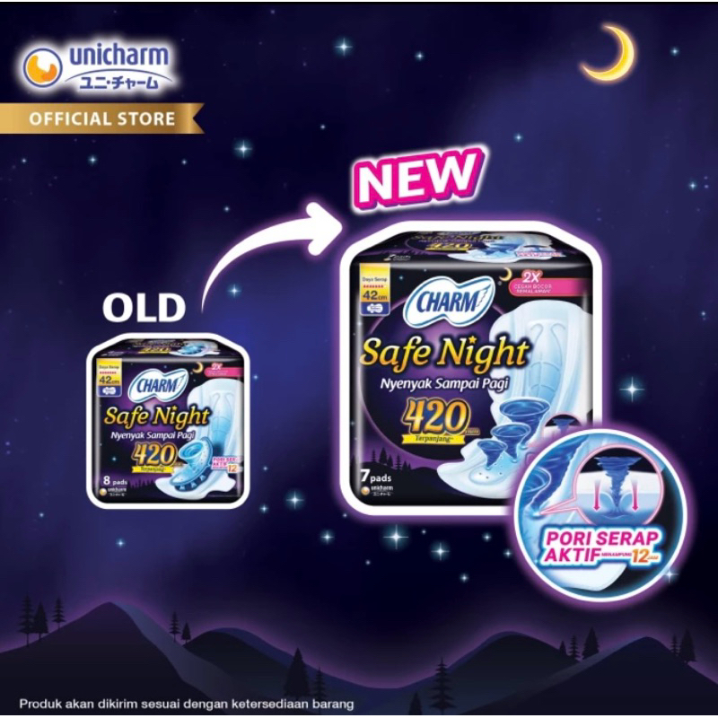 Charm pembalut safe night 42 cm 14 pads