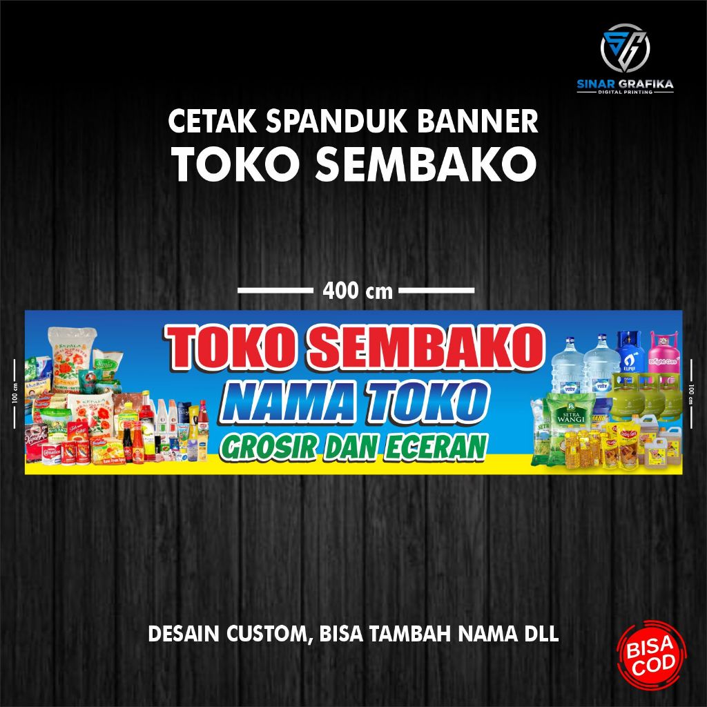 Spanduk Warung Sembako / Banner Warung Makanan, bis request desain & ukuran