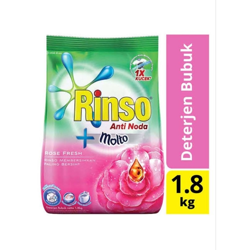 Rinso Anti Noda Molto Rose Fresh 1,8 kg / Deterjen Bubuk Rinso 1,8 kg