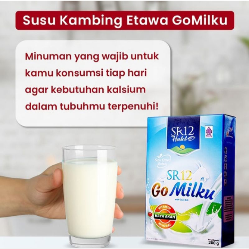 

Gomilku SR12 susu kambing etawa bubuk 200gram rasa cokelat stoberi original