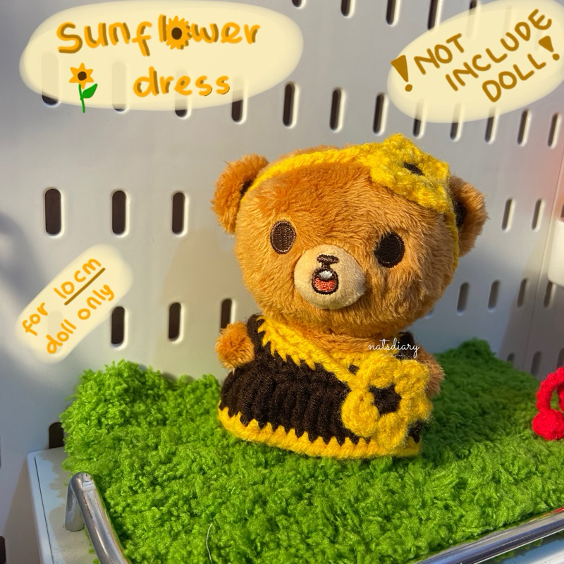 [PO] TIDAK TERMASUK BONEKA || SUNFLOWER DOLL DRESS VER. 1 || BAJU RAJUT BUNGA MATAHARI GOMDO CHEETAH
