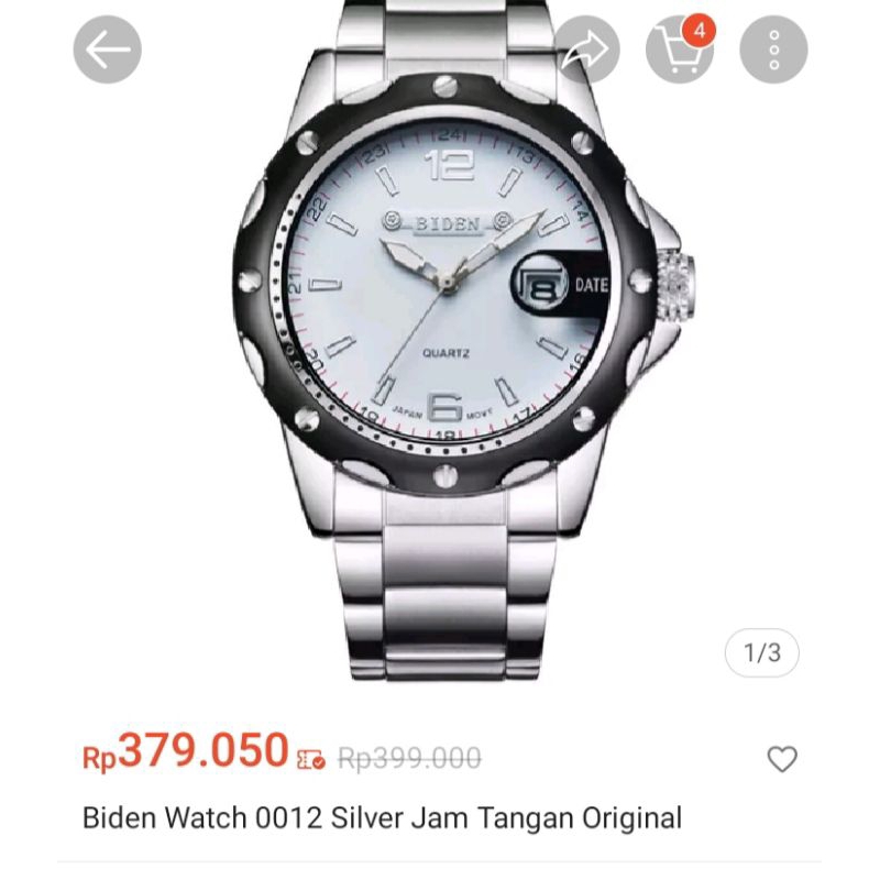 jam tangan pria biden silver