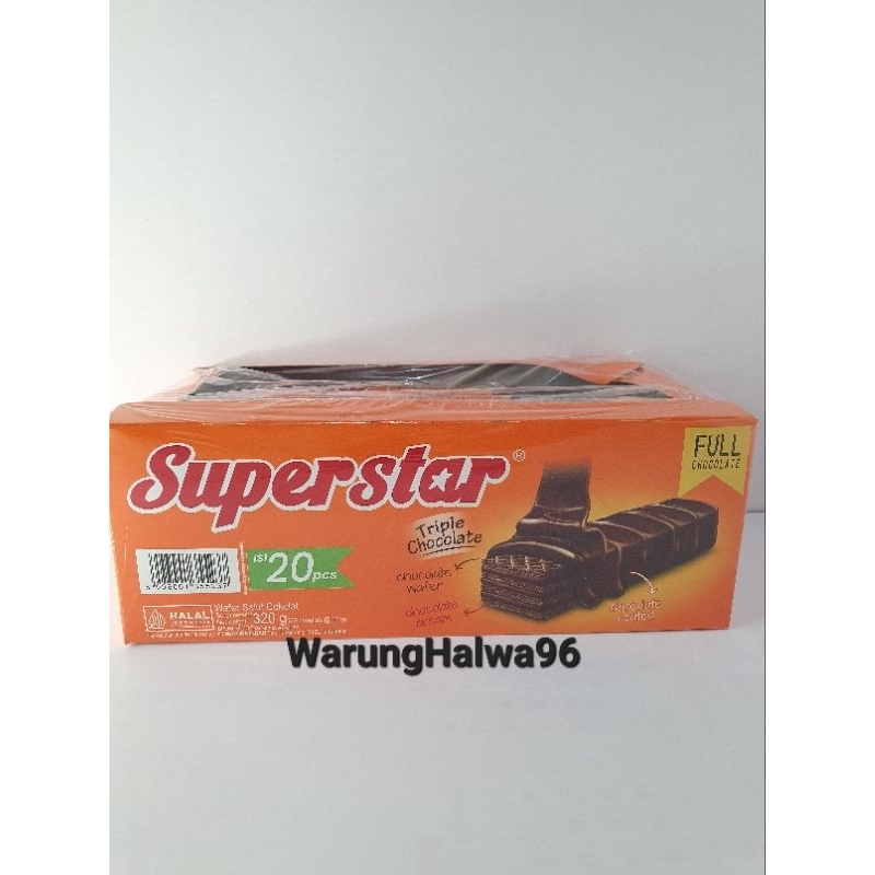 

wafer salut coklat superstar triple chocolate full chocolate 1 box isi 20 pcs