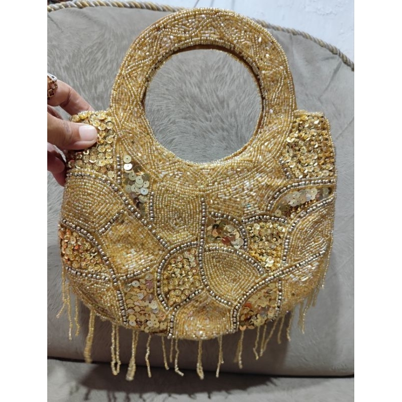 Tas pesta Antik 1980 India handmade Manik Payet Vintage rumbai 33X23cm