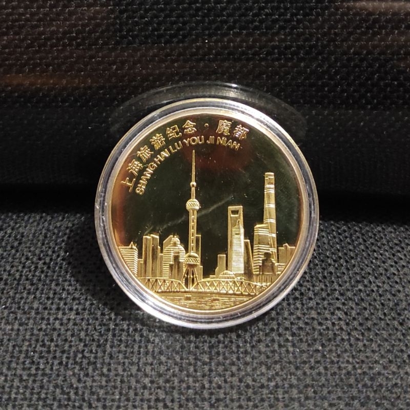 Gold Coin Koin Emas Imitasi Motif Shanghai China Cina Naga Dragon ORI