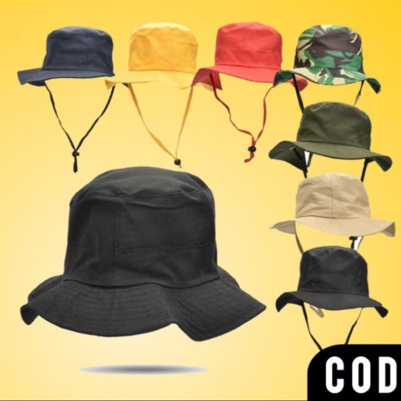 Topi Bucket Rimba Polos / Rimba Hat / Topi Hiking / Topi Hutan