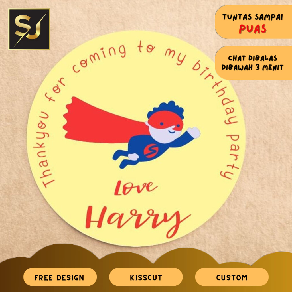 

Sticker Bulat Ulang Tahun Anak Stiker Ultah Free Design Birthday Sangjaya Chromo Boy Series Uk.Kecil