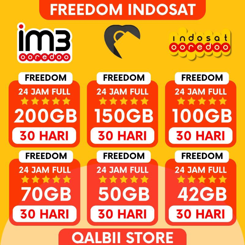 (PROMO) PAKET DATA INDOSAT TERMURAH 200GB/150GB/100GB/99GB/70GB/50GB/42GB FULL 24 JAM