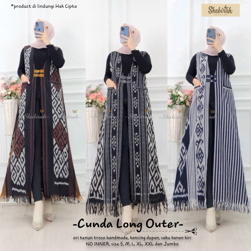 SHABIRAH - CUNDA LONG OUTER TENUN ETNIK WANITA TRENDI (BLAZER BATIK SOLO MODERN / CARDIGAN UNIK KEKI