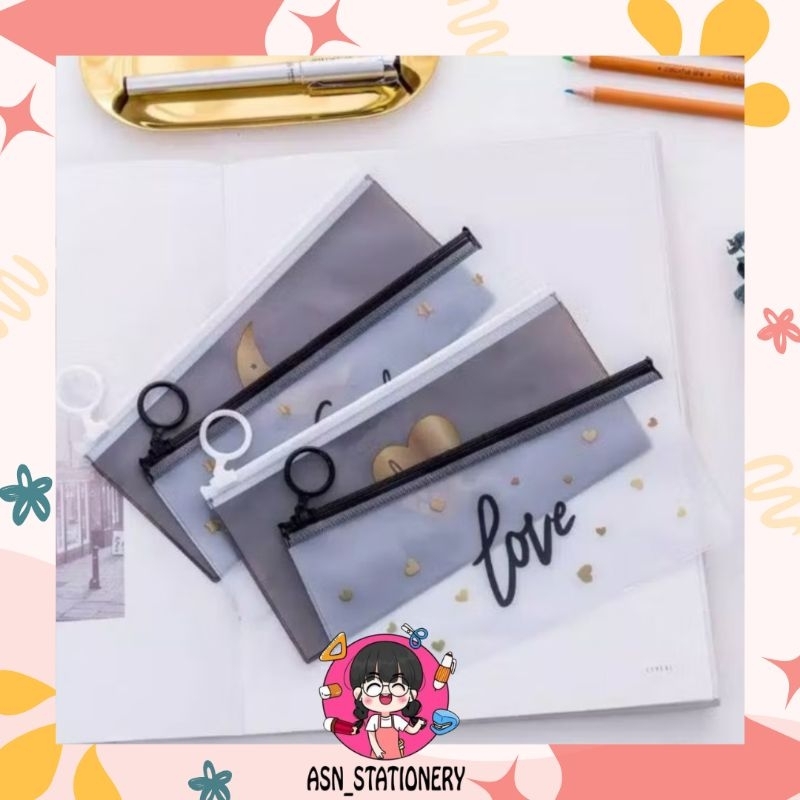 

[ASN] ZIPPER BAG TRANSPARAN BW / TEMPAT PENSIL UNIK DAN LUCU