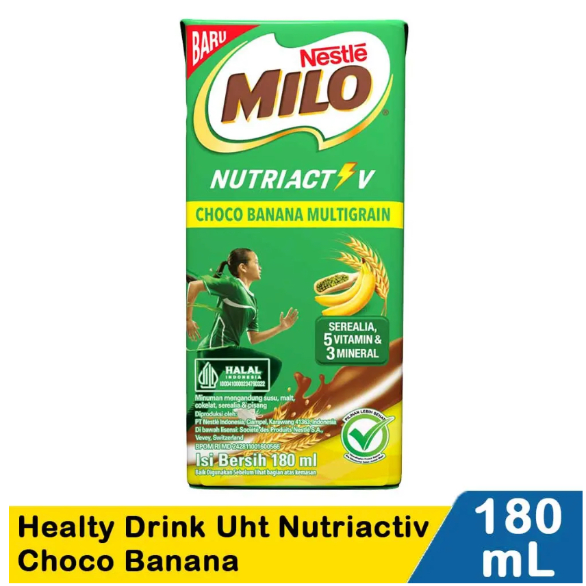 

Milo Healty Drink Uht Nutriactiv Choco Banana 180 ml