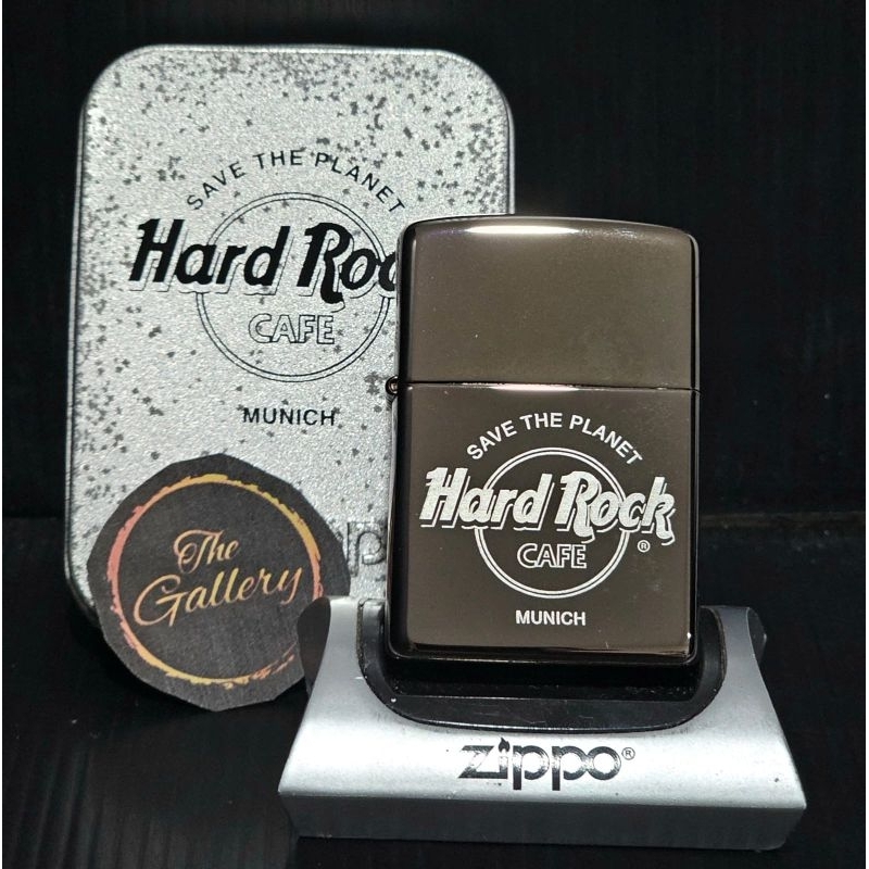 ⭐️⭐️⭐️⭐️⭐️ ORIGINAL ZIPPO OFFICIAL HARD ROCK CAFE MUNICH TAHUN 2004 EBONY