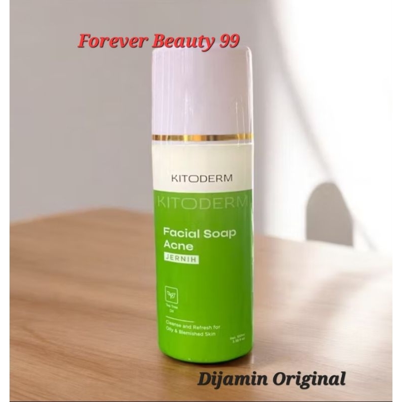 Kitoderm Facial Soap Acne JERNIH - Sabun wajah (Bening) untuk kulit berjerawat - jerawat - BPOM