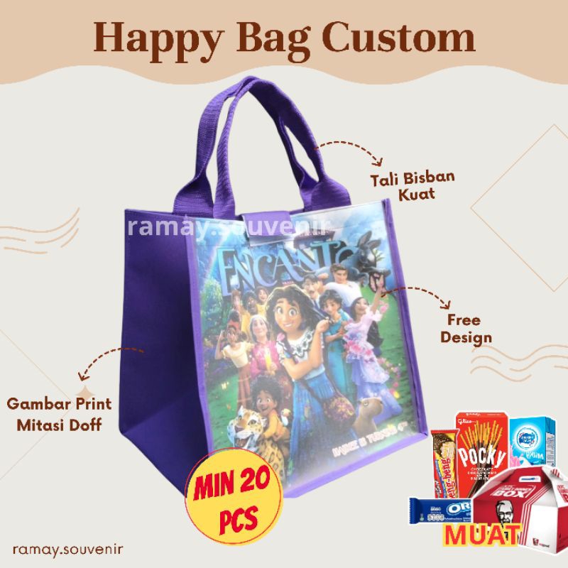 (COD) HAPPY BAG CUSTOM MURAH/GOODIE BAG CUSTOM/TAS ULTAH MURAH/SOUVENIR ULTAH CUSTOM/TAS AQIQAH/TAS 