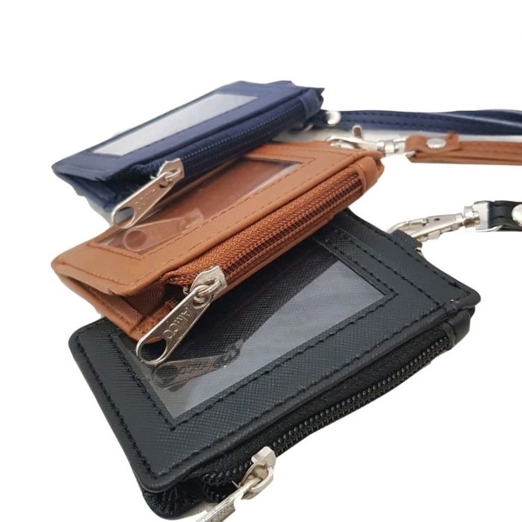 

Murah Pilihan lanycard resleting Id card holder kulit sintetis premium