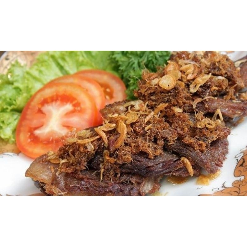 

Gepuk / Empal goreng 300 gr - isi 4 porsi, praktis siap makan + FREE serundeng & sambal