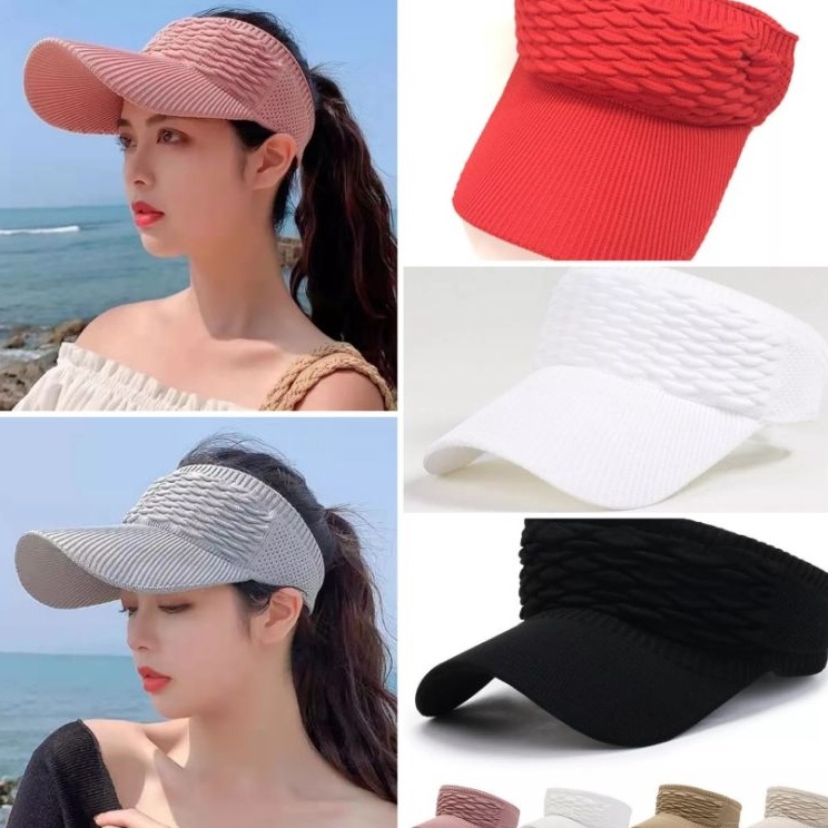 Ready Bermanfaat  Topi Rajut Polos Merah Putih Star Sport Senam Wanita Summer Zumba Motif Baseball C