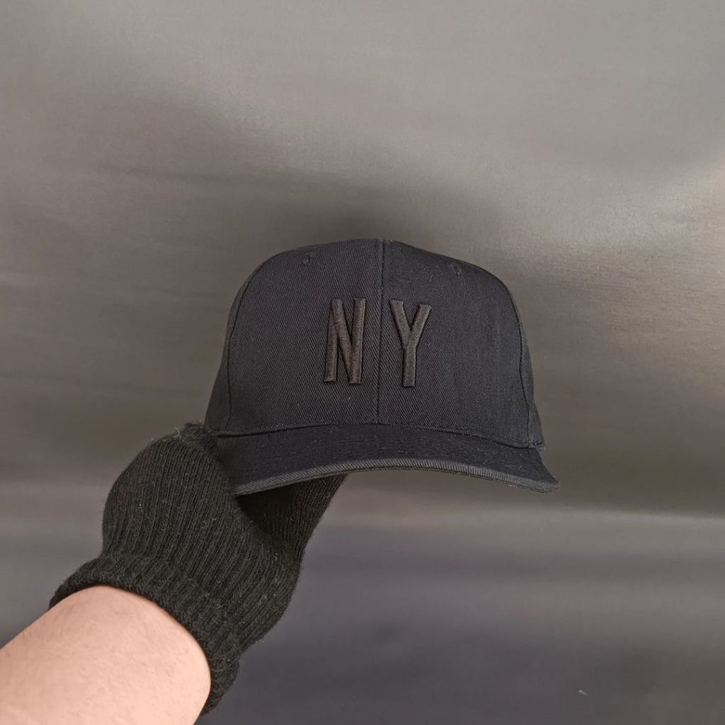 Topi Snapback Import Unisex Pria Wanita NY Full Black