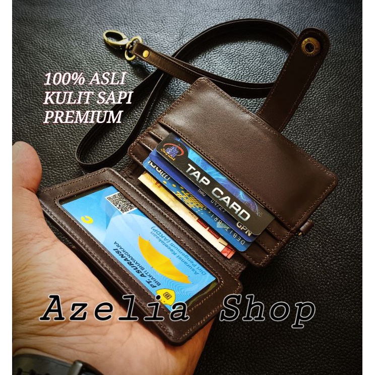 

Produk Trending dompet kartu Lanyard kulit asli id card holdername tag kalung