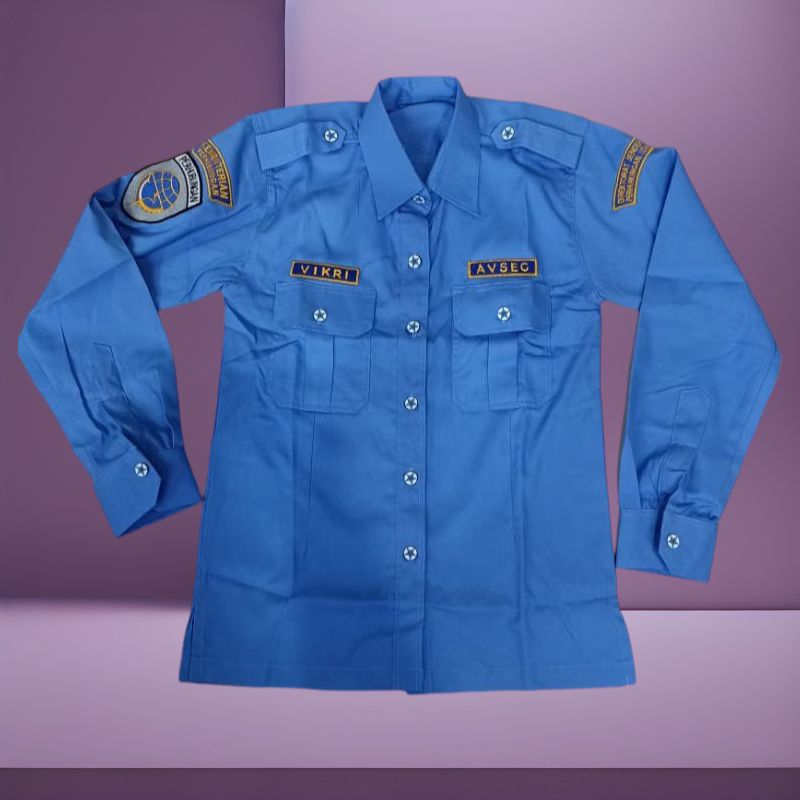 Kemeja kerja baju pdh seragam kerja AVSEC full bordir free bordir  nama