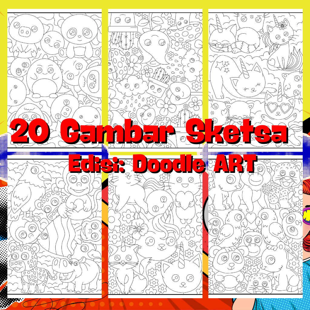 

Sketsa Gambar | 20 Desain Gambar Digital Tema Doodle | Ready To Print