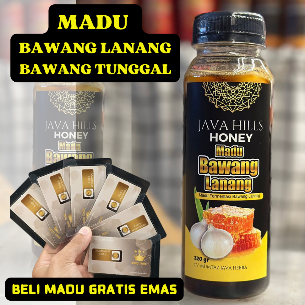 Madu Bawang Lanang Java Hills Honey - Madu Bawang Tunggal - Madu Bawang Putih Tunggal Pria Wanita