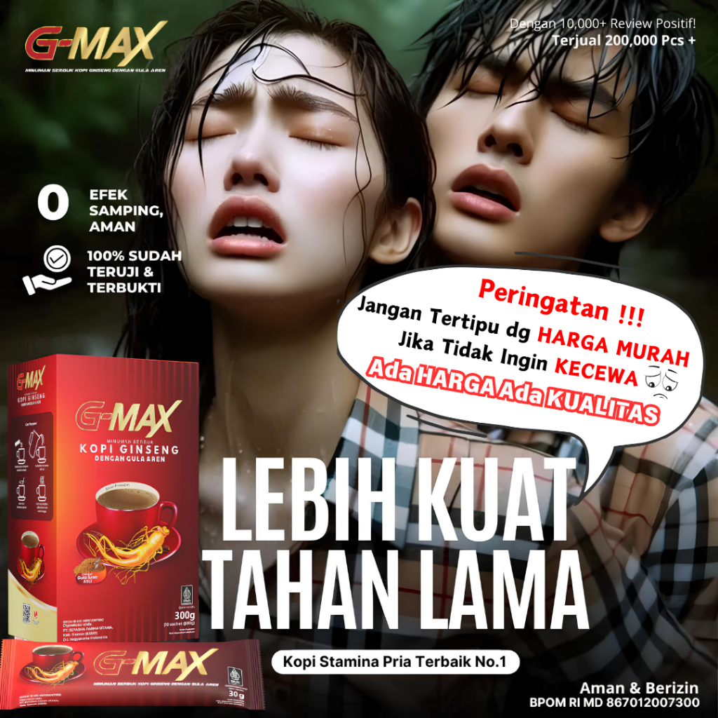 

Kopi Stamina Pria Wanita Terbaik ecer 1 Sachet - G MAX Original BPOM Kopi Gingseng Gatot Kaca Stamina Pria Dewasa