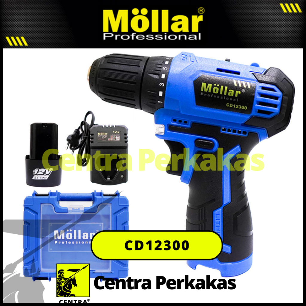 MOLLAR CD12300 Mesin Bor Baterai 10mm (3/8") 12V