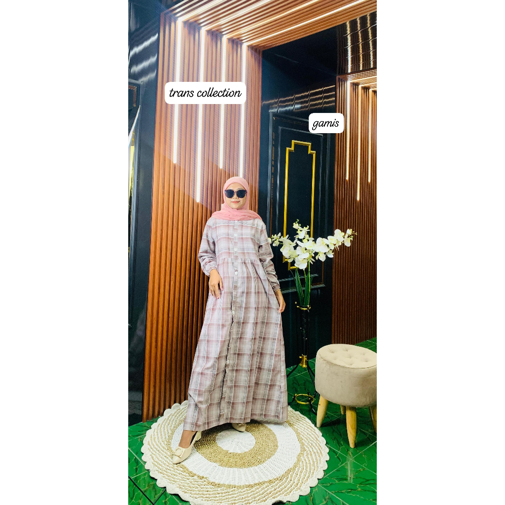 GAMIS KATUN HARUKA KOTAK KOTAK REINARA DRESS PREMIUM/COD/GAMIS KATUN KOTAK KOTAK TRISET TERBARU WANI