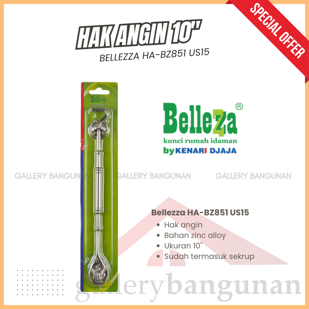 Hak Angin HA-BZ851 Bellezza Ukuran 10" Model Cantolan Cantol Pancing Penyangga Jendela Cendela 10in 