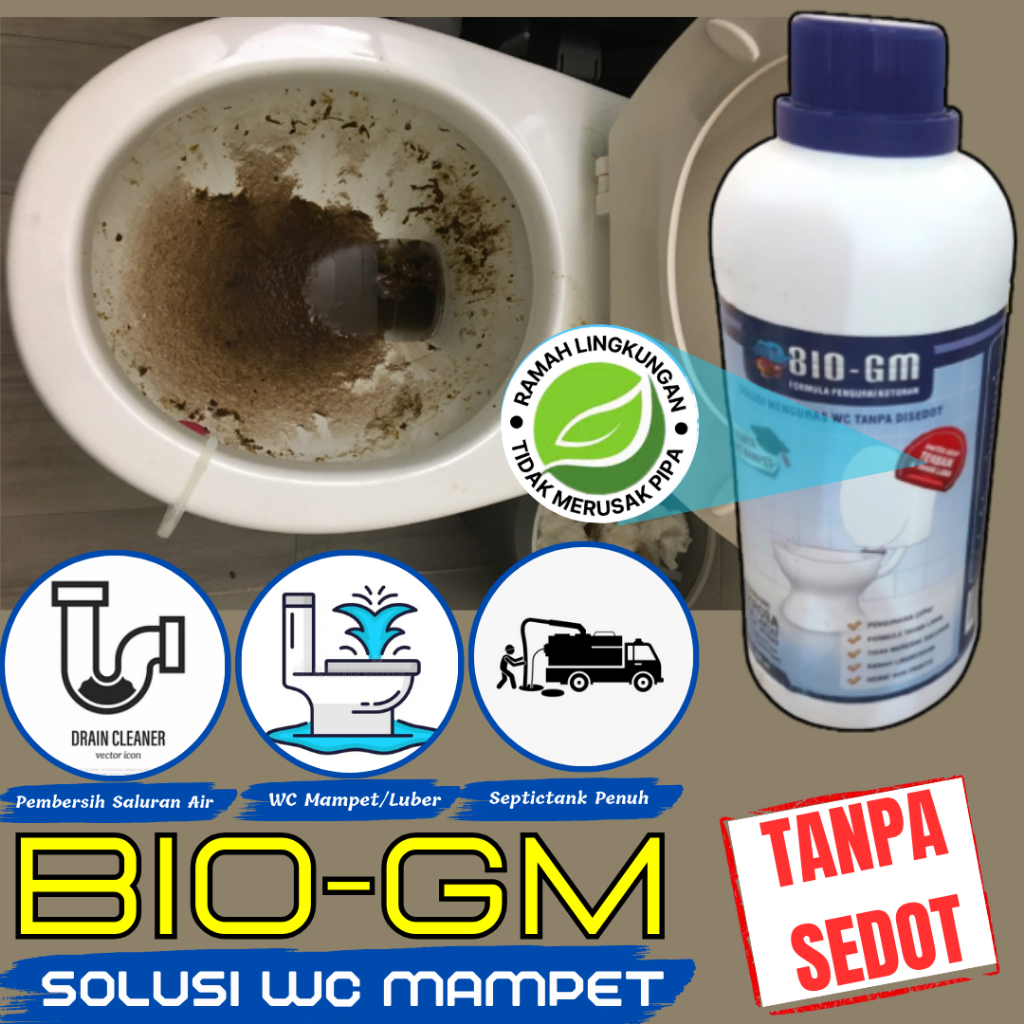 Pelancar Anti sumbat WC BIO GM Anti Mampet WC Pengurai Limbah Organik Tanpa Harus Sedot