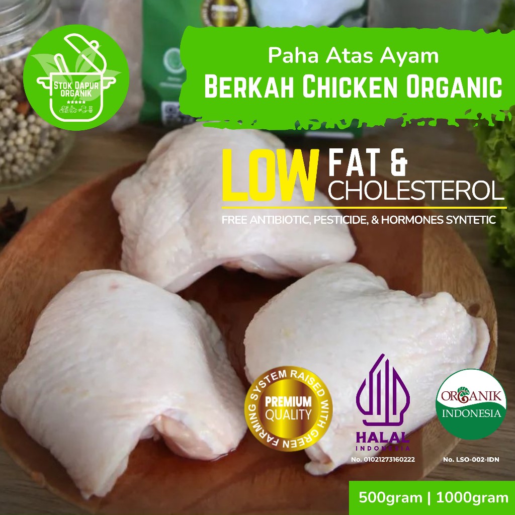 

Berkah Chicken Paha Atas Ayam Broiler Organik Prebiotik Segar Beku/Fresh Frozen Kemasan 500gr 1kg