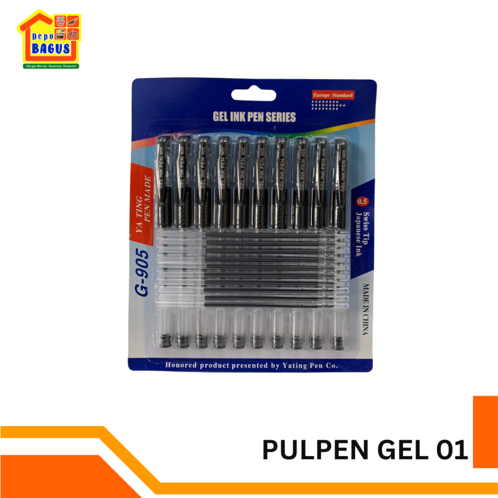 

Pulpen Gel Hitam, Pulpen Isi 10pcs, Alat Tulis Bulpen Gel