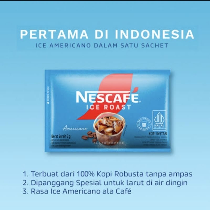 

Nescafe Ice Roast Americano Kopi Instan Bubuk Sachet 2Gr 1pack isi 10