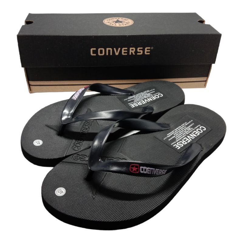 TERRLARIS SANDAL JEPIT CONVERSE19 PRIA WANITA SENDAL JAPIT DISTRO SANTAI KARET HITAM AHA STORE