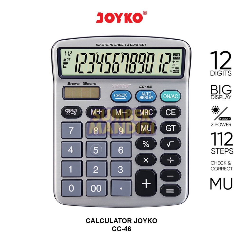 

Calculator Kalkulator JOYKO CC-46 12 Digits [1 PCS]
