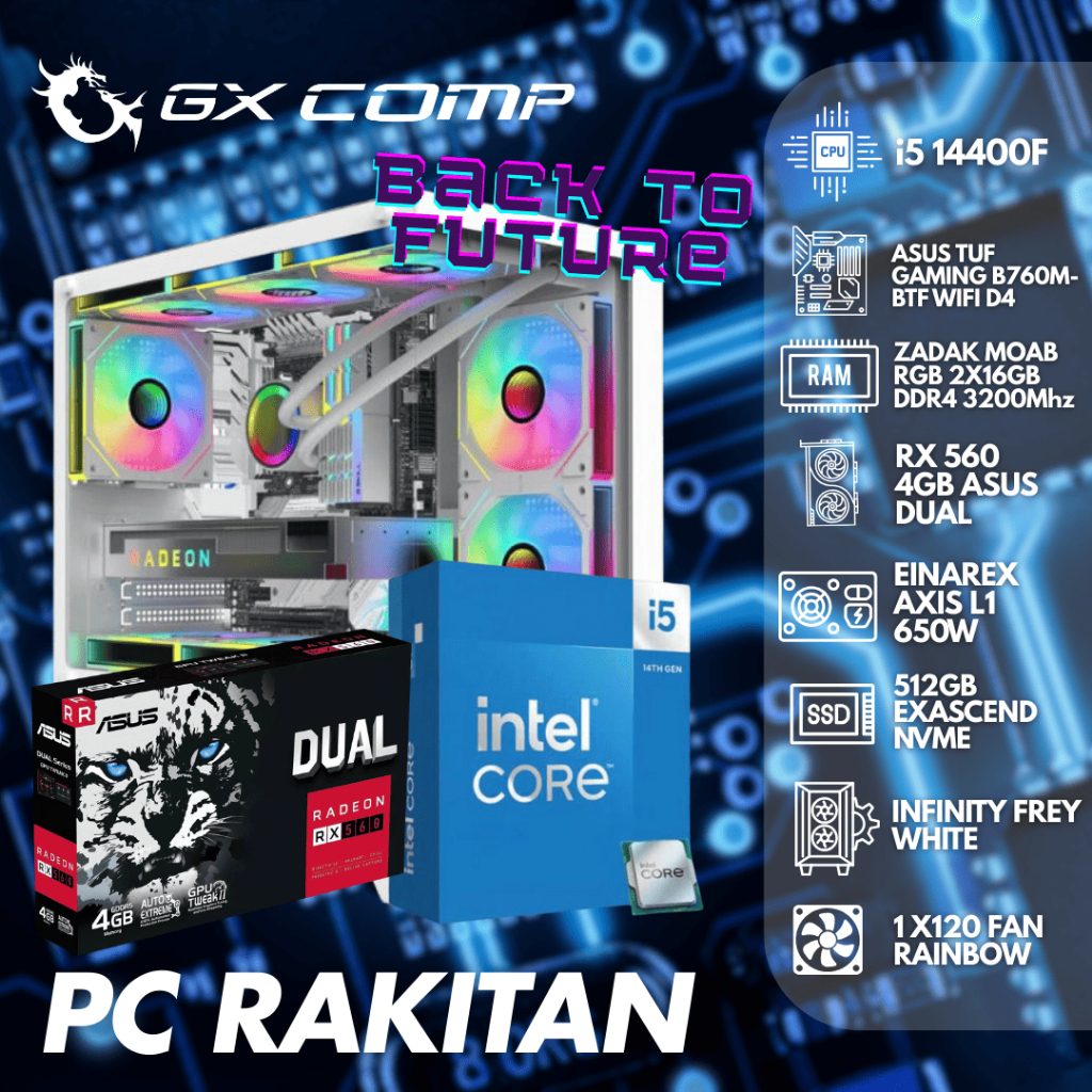 PC Rakitan Gaming INTEL i5 14400F | ASUS BTF | RAM 2X16GB | RX 560 4GB ASUS DUAL / RTX 3050 8GB ASUS