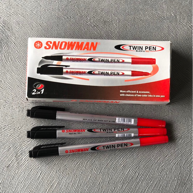 

twin pen snowman hitam-merah