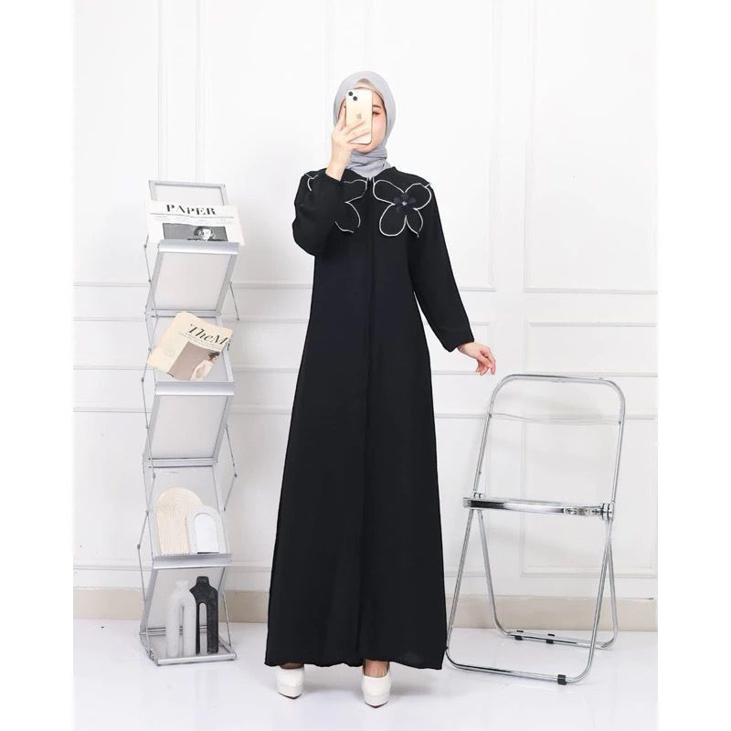 NADIN GAMIS CRINKLE AIRFLOW BUNGA BORDIR LD 110 / GAMIS CRINKLE / GAMIS CRINKLE PREMIUM AIRFLOW / GA