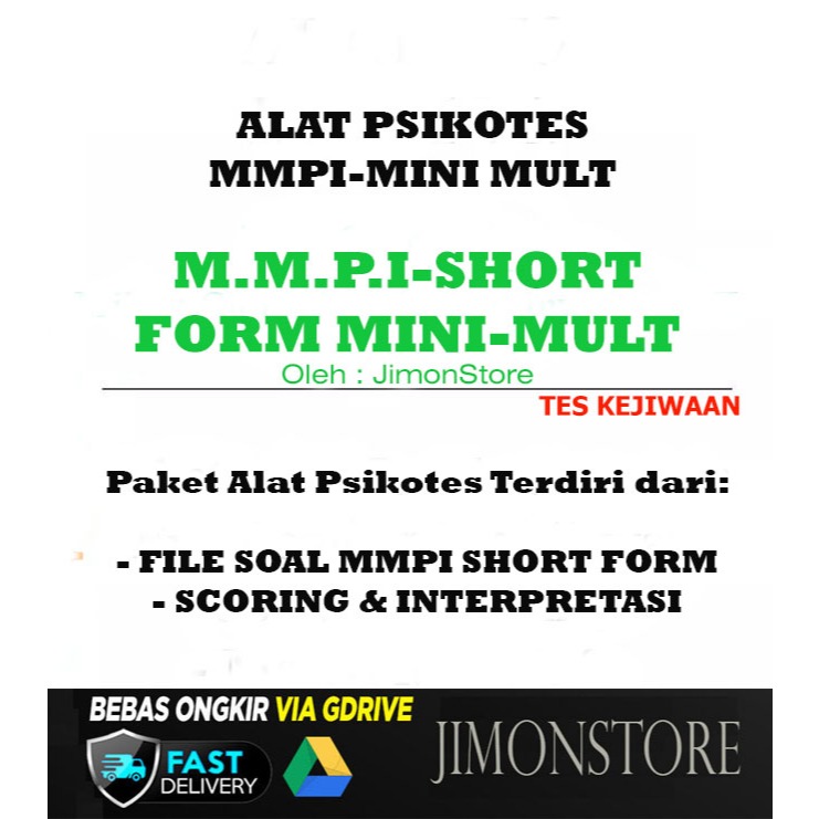 Alat Tes Psikotes Psikologi MMPI Short Form Mini-Mult