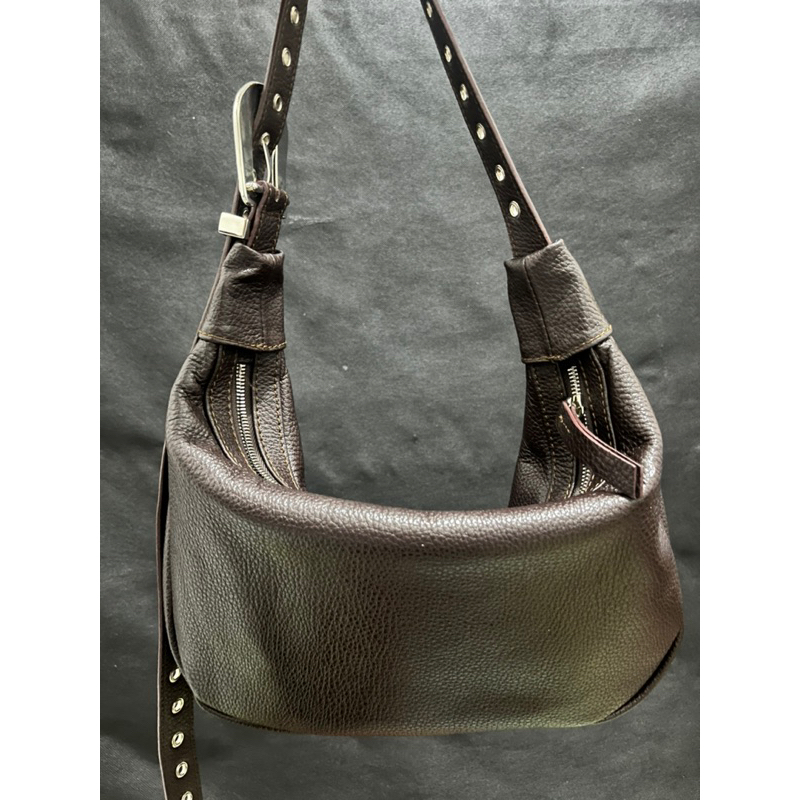 KAYNN CRAFT LEATHER BAG - Ginna dark brown