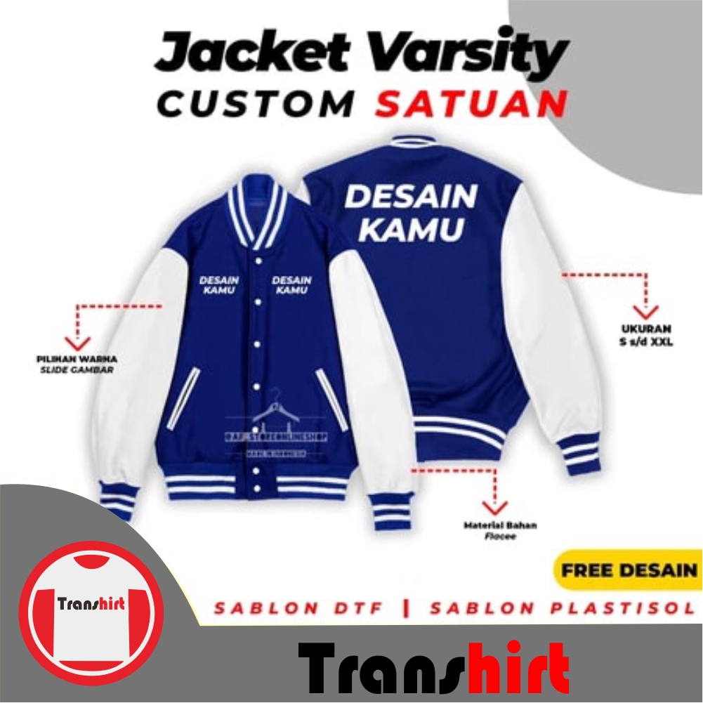 Jaket Baseball - Jaket Varsity Custom Sablon - Jaket Sablon Satuan - Jacket Varsity Custom Sablon Sa