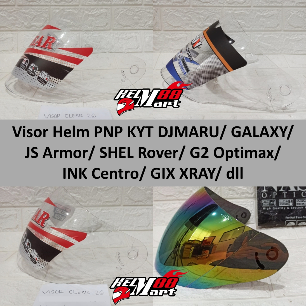 Kaca Helm Clear PNP Helm KYT DJMaru Galaxy Slide/ G2 Optimax/ JS Armor/ GIX XRAY/ SHEL ROVER dll- Vi