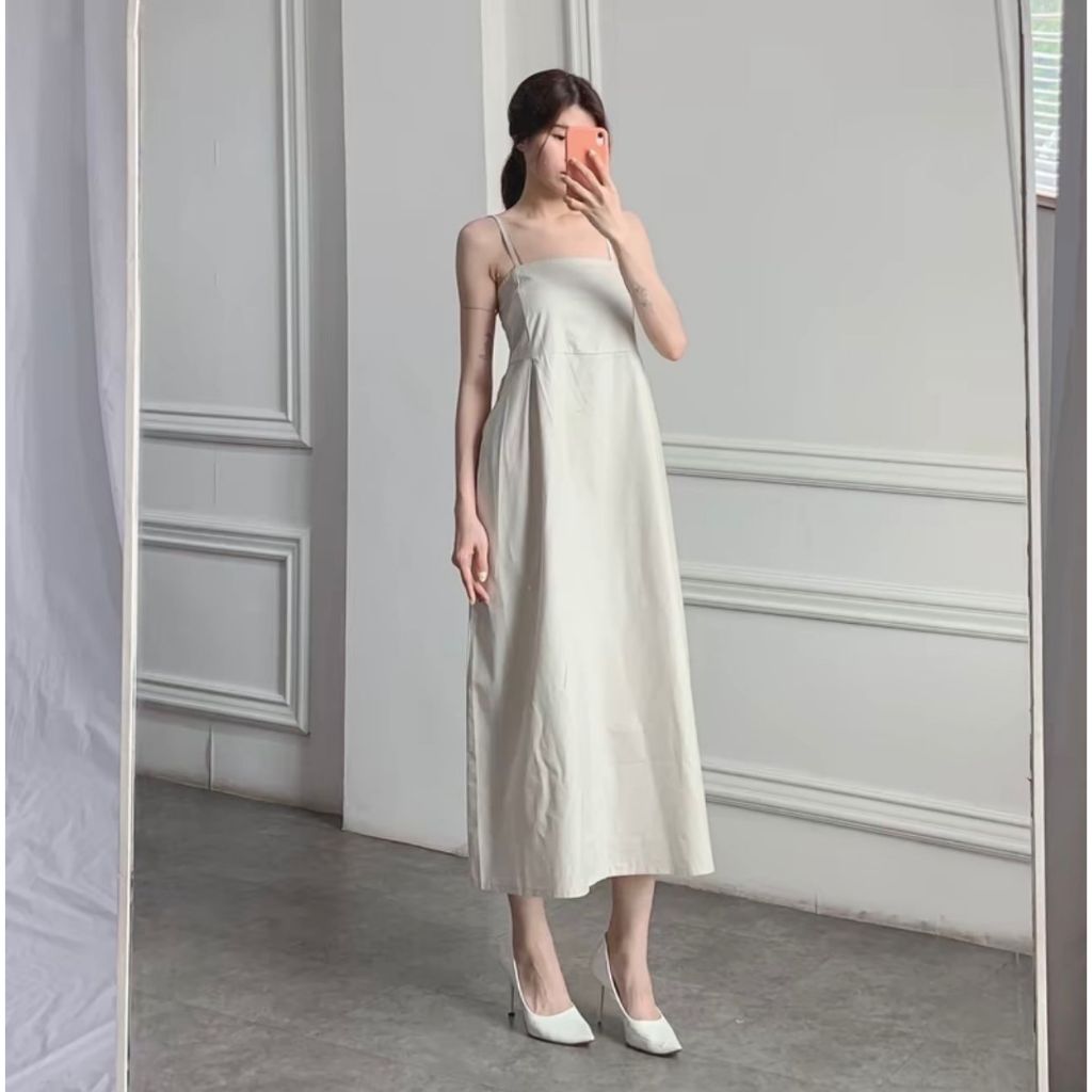 Premium Napoly Sleeveless Dress Gaun Panjang Wanita Inner Dress Tanpa Lengan Jumbo Dress Korean