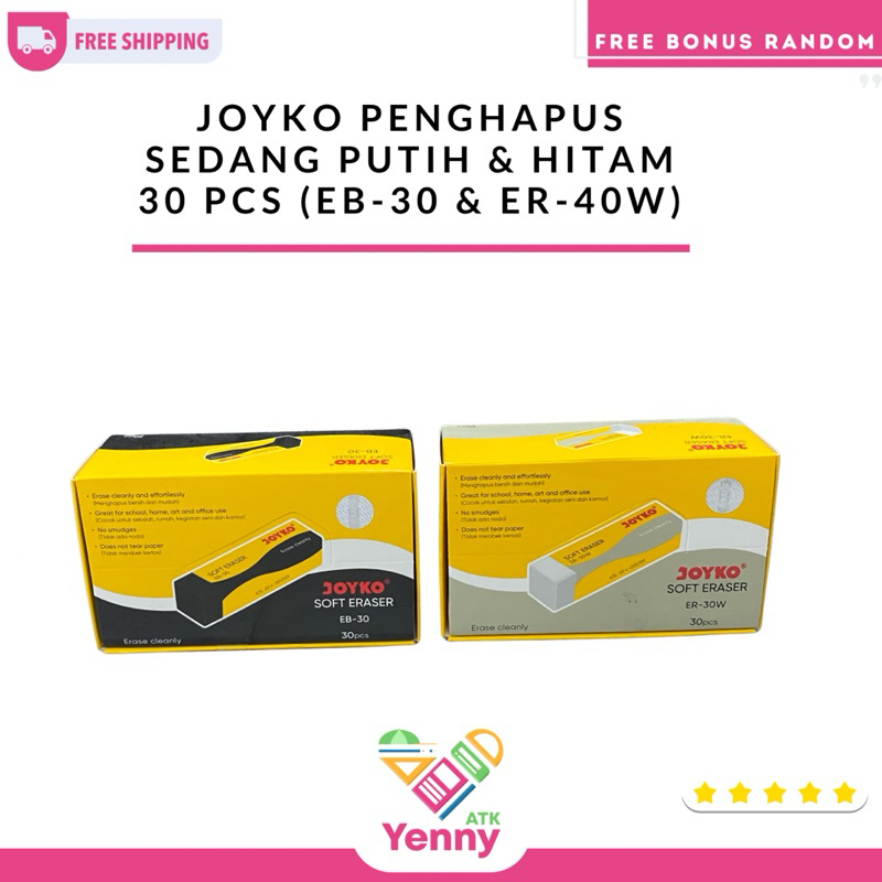 

Penghapus Joyko Sedang Warna Hitam&Putih | Joyko Penghapus 1 Pack 30 Pcs | (EB-30/Er-30W)