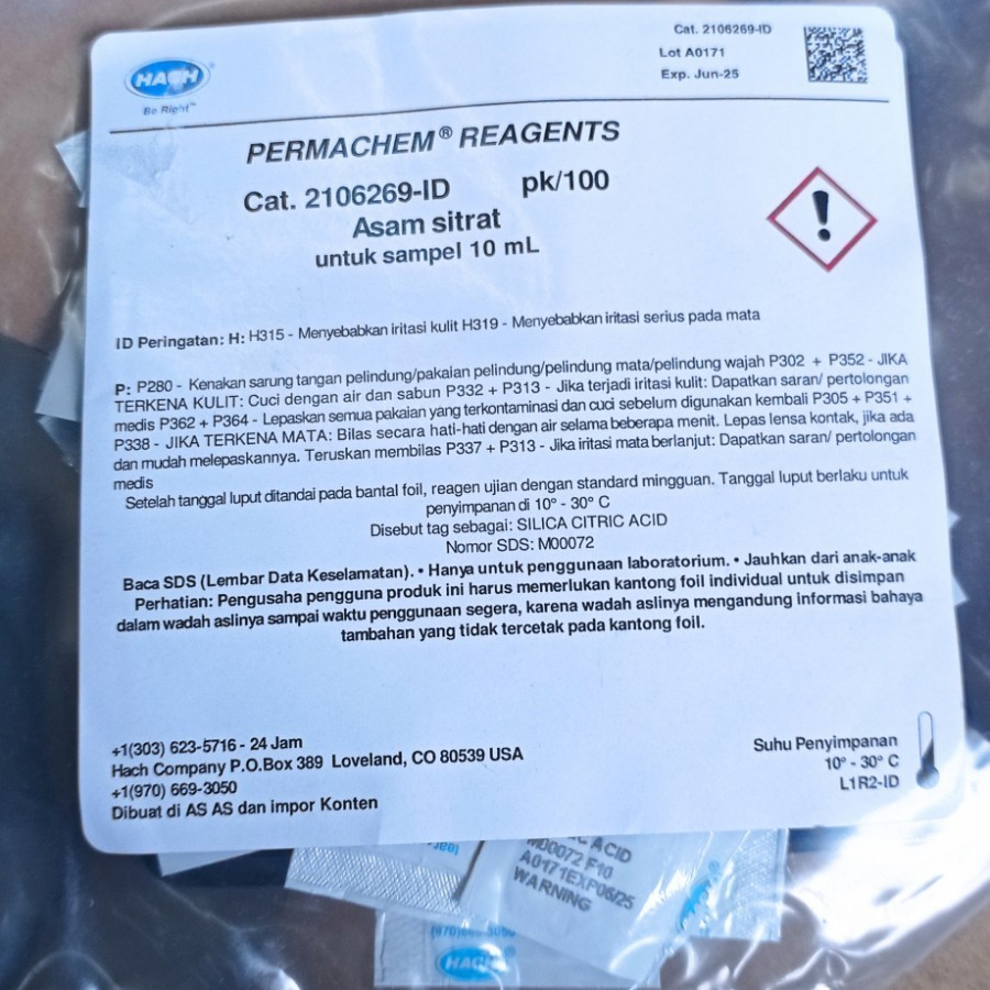 HACH 2106269 Citric Acid Reagent Powder Pillows 10 ml/HACH 21062-69