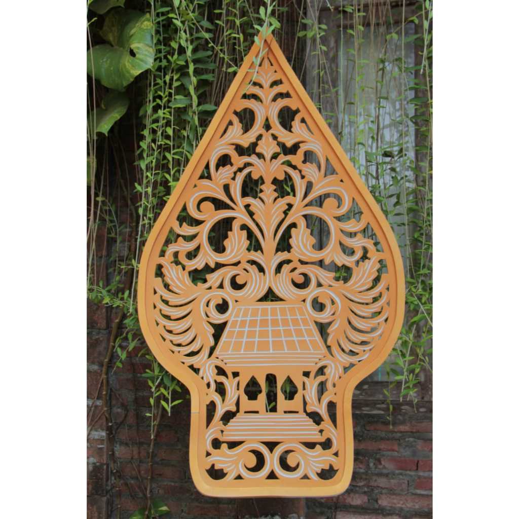 GUNUNGAN WAYANG UKIRAN CORET PUTIH LIS TEBAL SAMPING 2CM BAHAN SPON KARET EVA/ATI TINGGI 125CM WARNA