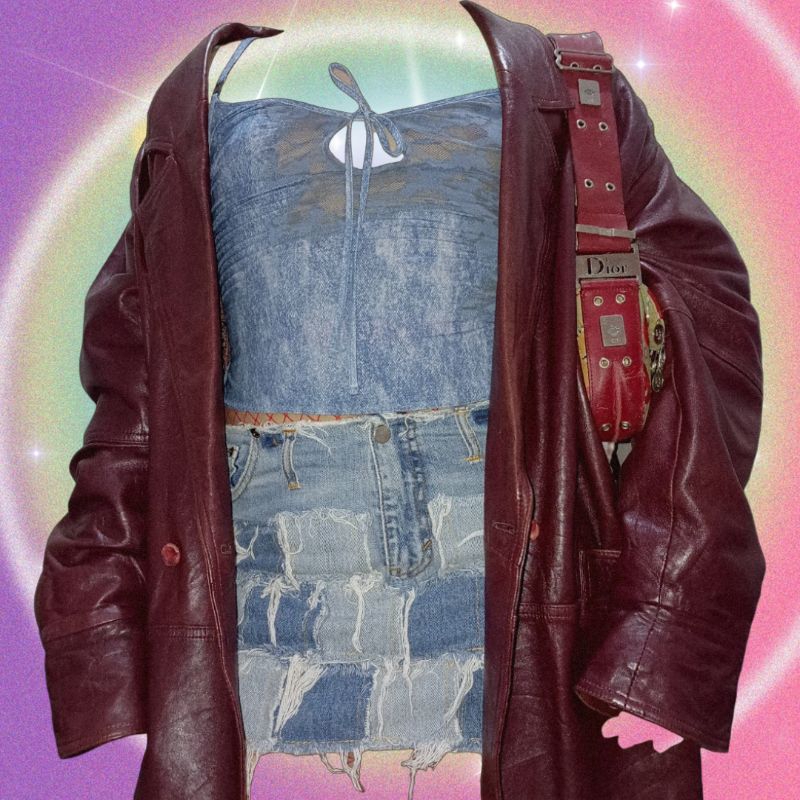 DIESEL X SAVAGE X FENTY ICONIC WASHED DENIM LACE CROP FITTED CAMI TOP VINTAGE/Y2K STYLE