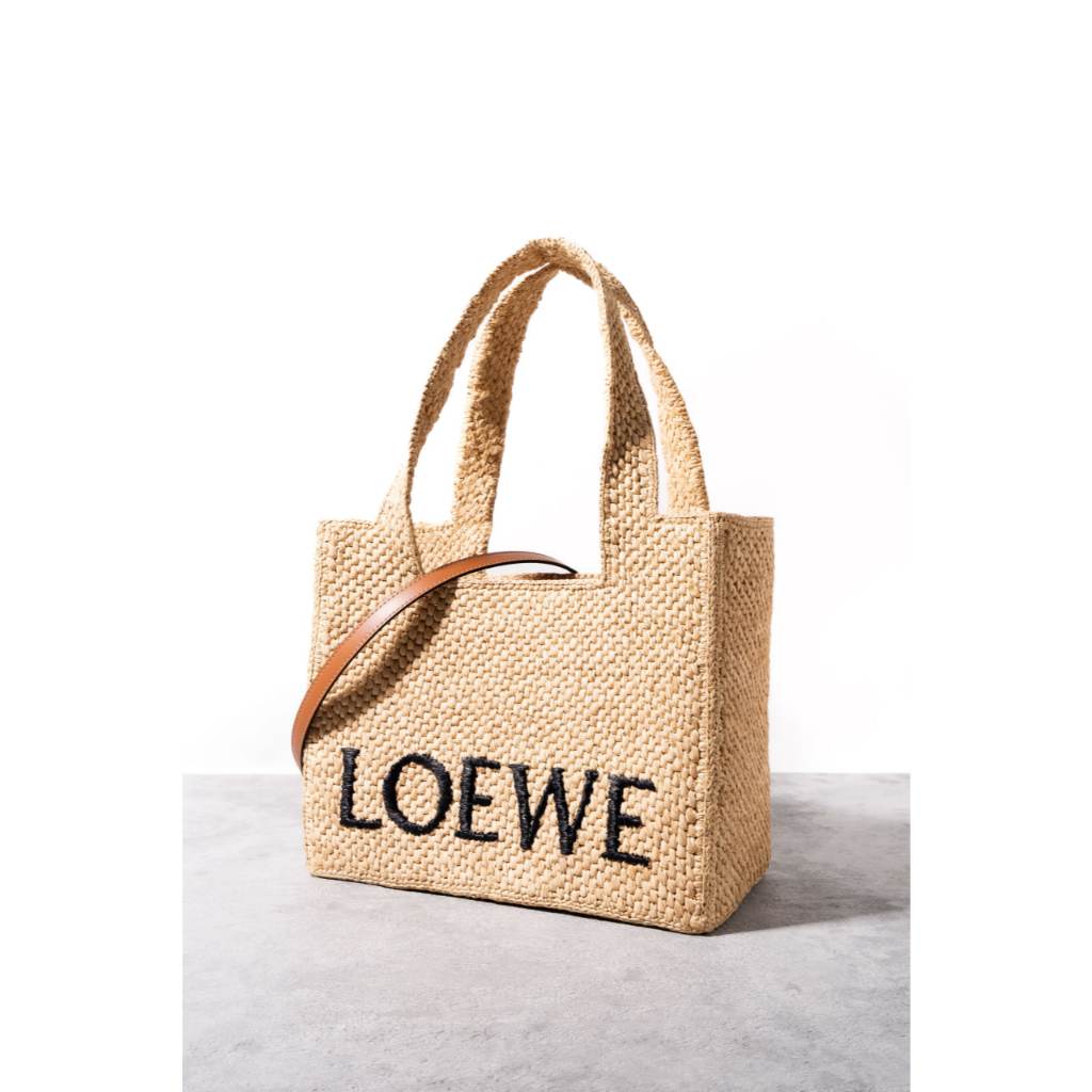 LOEWE Medium LOEWE font tote bag in raffia